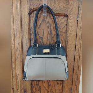 Tignanello Leather Satchel Handbag Black and Tan
